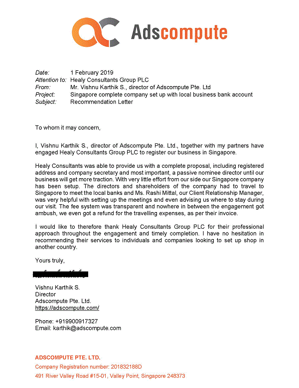 reference letter from Adscompute Pte. Ltd.