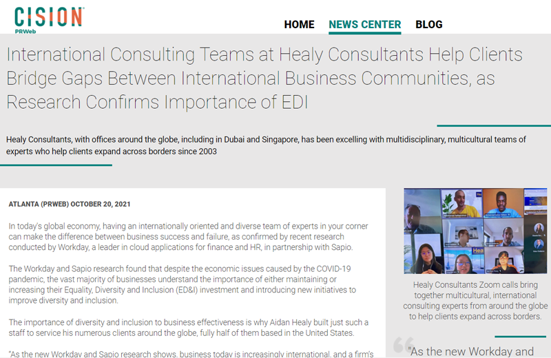 International consulting teams at Healy Consultants help clients bridge gaps between international business communities